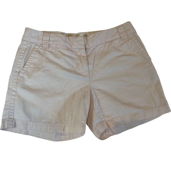 J. Crew Womens Chino Shorts Classic Twill Broken in 100% Cotton White Size 6 - Picture 1 of 9